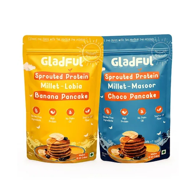 Gladful Choco Banana & Banana Millet Pancake Pack Of 2 – 150 g Each