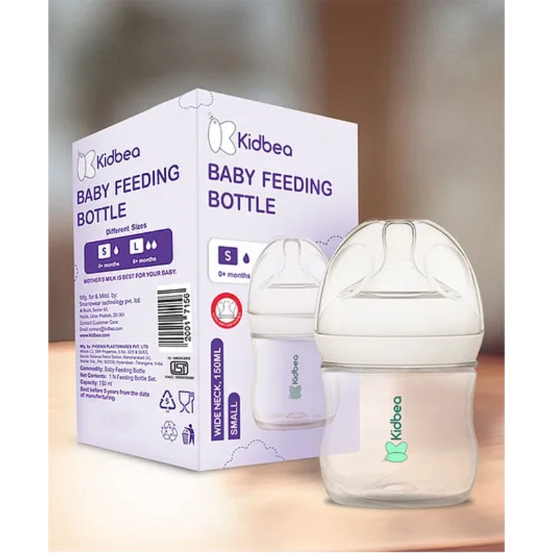 Kidbea Natural Milk Feeding Bottle, 150ml, 100 g offwhite