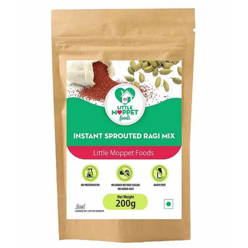 Organic Instant Sprouted Ragi Baby Cereal 200g – Calcium & Iron Rich Food 6-12M