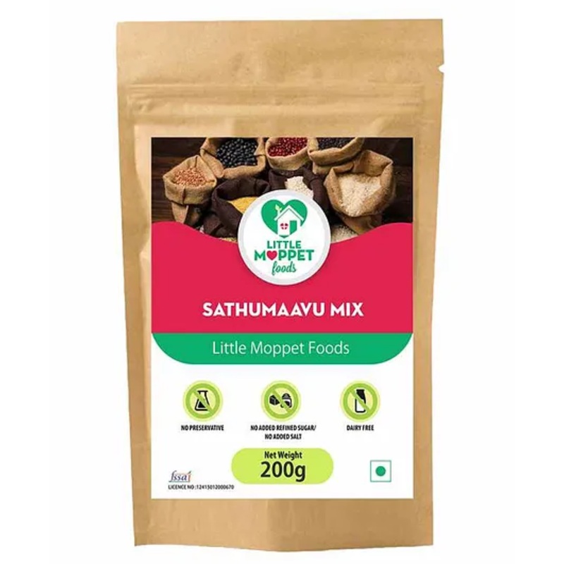 Organic Little Moppet Sathumaavu Health Mix 200g – Homemade Baby Food for Weight Gain, 6-12 Months