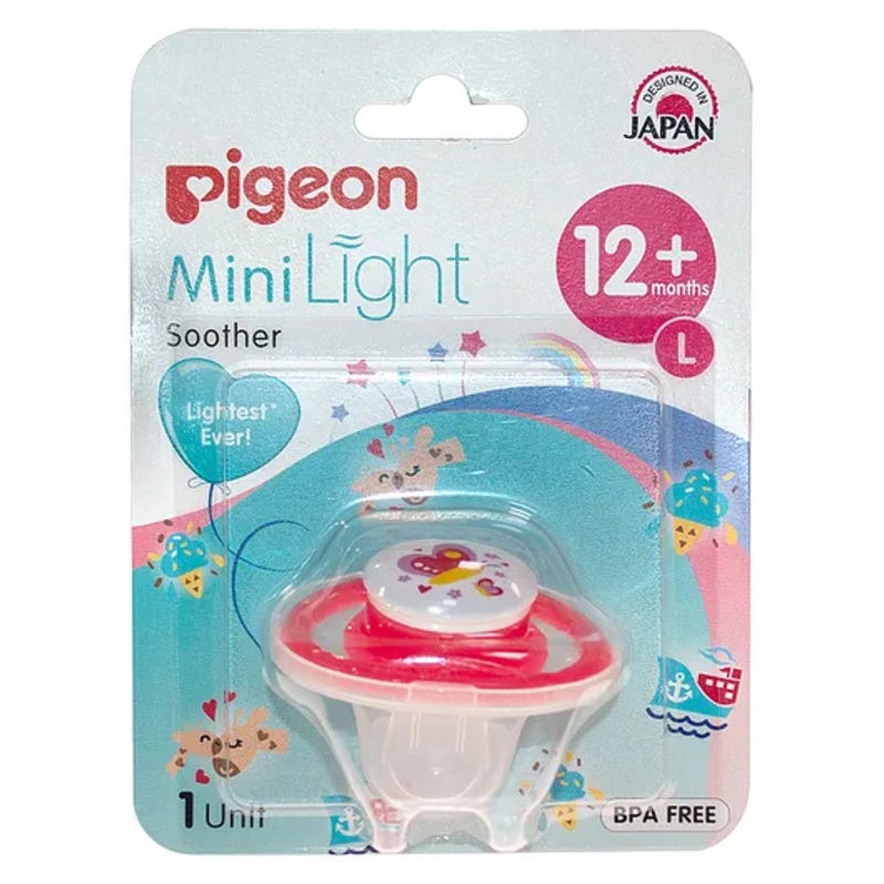 Pigeon Mini Light Pacifier with Butterfly Print Large Size BPA Free – Pink