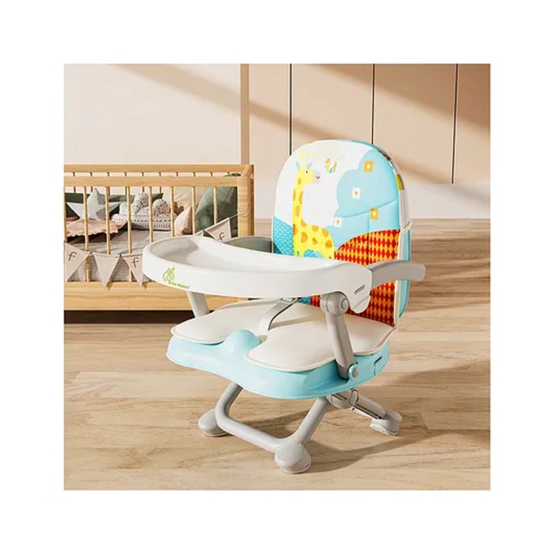 R for Rabbit Candy Pop Baby Booster Chair, 2 in 1 Kids Feeding Chair with 4 Level Height Adjustment, 3 Point Safety Belt and Removable Dining Tray for Age 6 Months to 3 Years Infants (Aqua Blue)