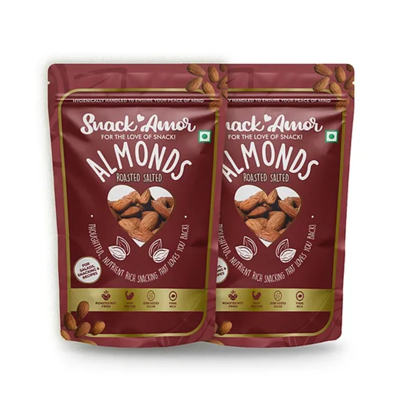 SnackAmor Premium Roasted Salted Almond Pack Of 2 – 170 gm