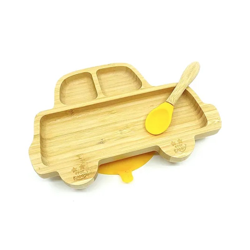 Starkiddo Rider Bamboo Suction Plate and Learning Weaning Set – Yellow