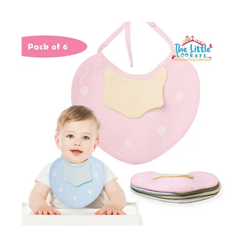 The Little Lookers Baby Strawberry Shaped Bibs Pack of 6 – Multicolour