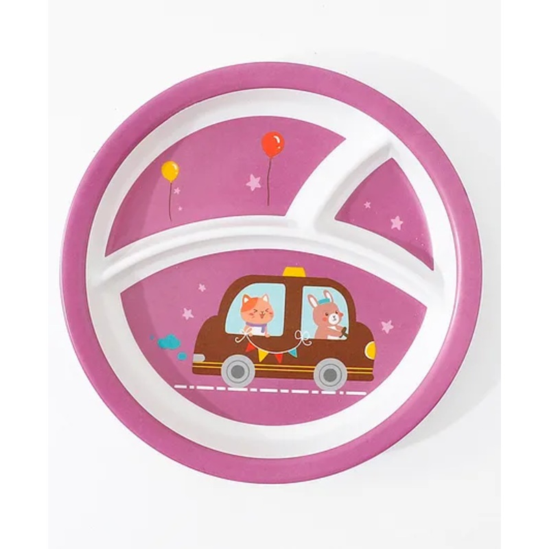 Three Sectioned Plate with Car Print – Purple