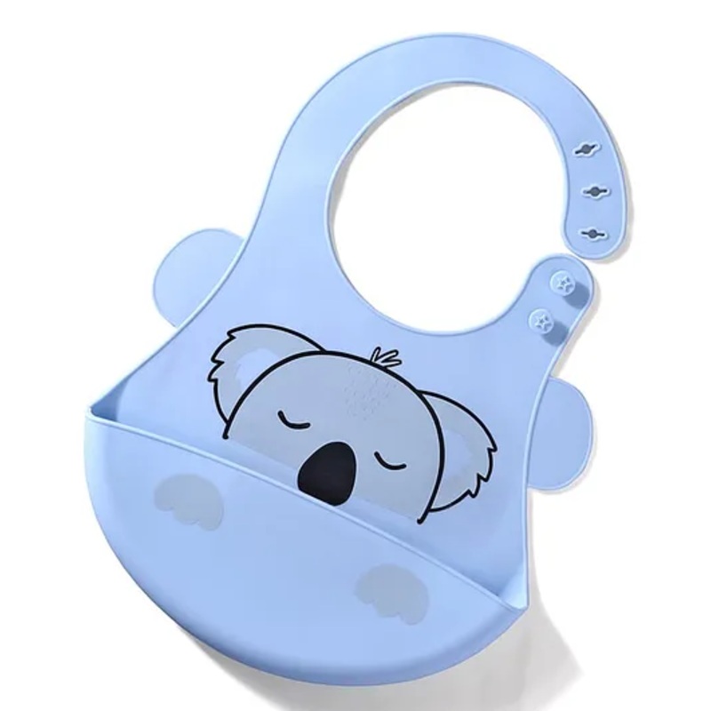 Water-Resistant Baby Silicone Bib  Light blue | Food-Grade Silicone | BPA-Free | Crumb Catcher | Adjustable Fit | Easy to Clean | Travel-Friendly | Reusable Bib|