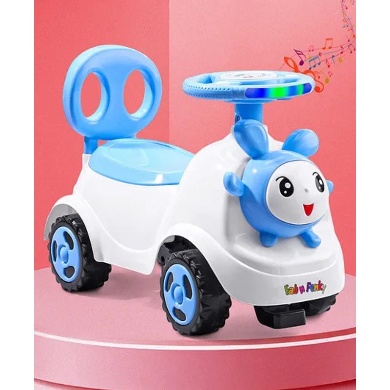 Baby Panda Deluxe Ride-On with LED Lights & Music and Under Seat Storage – Blue