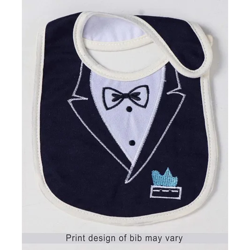 Babyhug Bib Velcro Closure Bow Embroidery (Print & Colour May Vary)