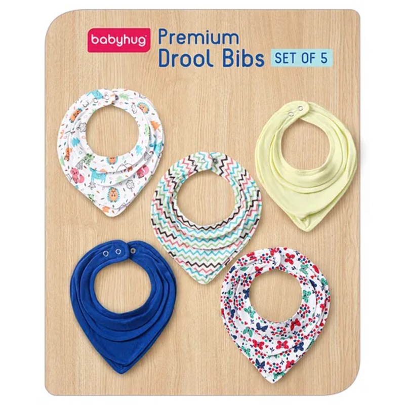 Babyhug Drool Bibs Pack of 5 – Multicolor