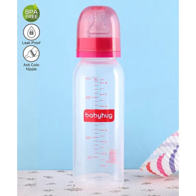 Babyhug Feeding Bottle with Silicone Teat Pink – 250 ml