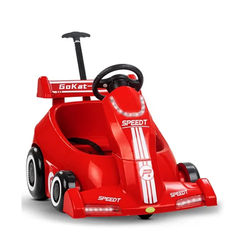 Baybee Rechargeable Electric Go Kart Battery Operated Ride on Car with Remote Controller Parent Push Handle with Music & Led Lights – Red