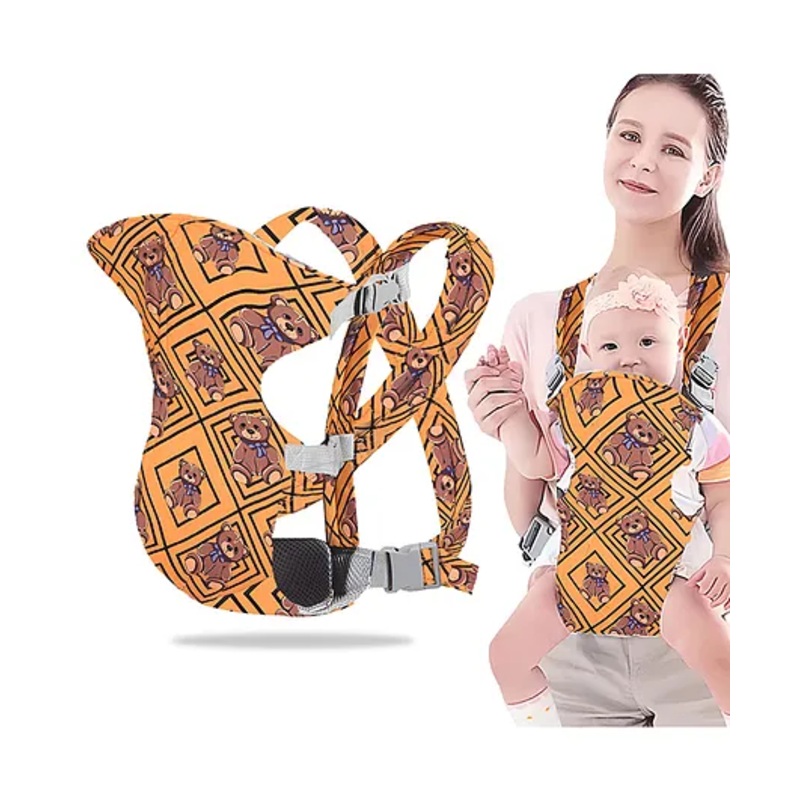 Bembika Baby Carrier Newborn to Toddler with Hip Seat Checkered Bear Pattern – Yellow