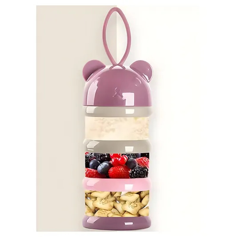 Cozy Vibes Cute Portable Travel Container 3 Layers Infant Formula Food Baby Milk Powder Dispenser-Pack of 1- Color May Vary