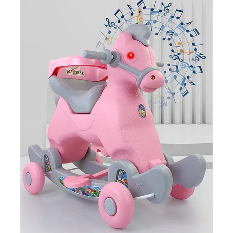 Dash 2 in 1 Ride On Rocking Horse for Toddlers | Music & Lights, Sturdy Seat & Backrest, Converts from Rocker to Ride On Toy, Includes Batteries | Perfect for Indoor and Outdoor Play