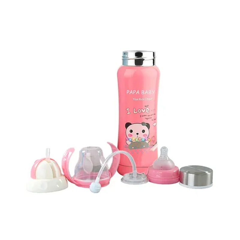 DOMENICO 3 in 1 Thermo Steel Multifunctional Baby Feeding Bottle Pink – 240 ml