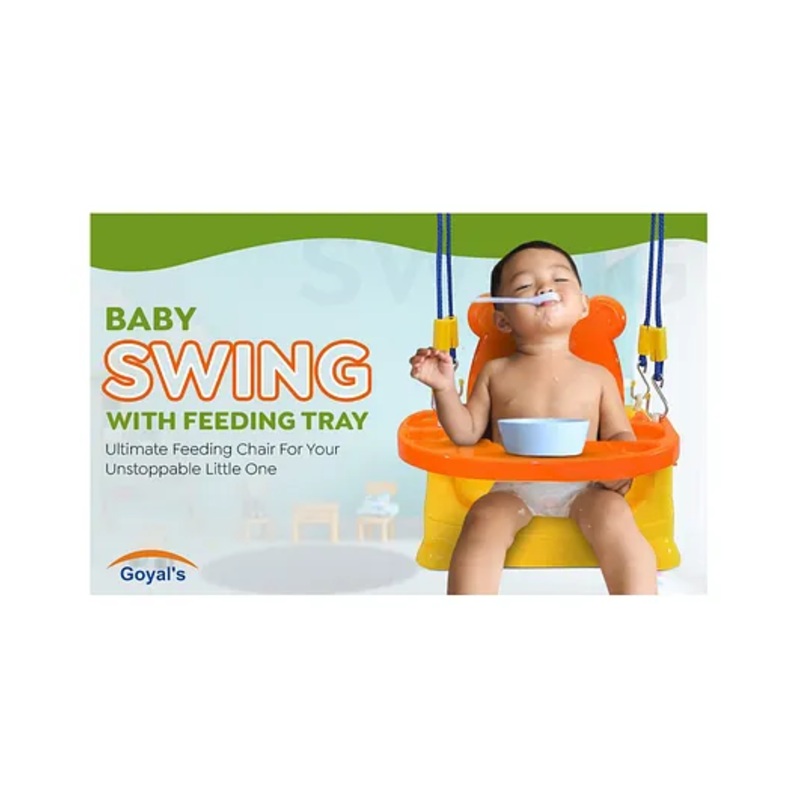 Goyal’s 6 in 1 Baby Booster Seat Cum Swing with Feeding Tray – Orange