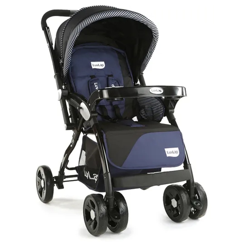 LuvLap Galaxy Baby Stroller for 03 Years, 5-Point Safety Harness, Multi Recline Seat, Easy Fold Design, Cushioned Seat, Lightweight Frame for Comfortable Baby Transport  Black