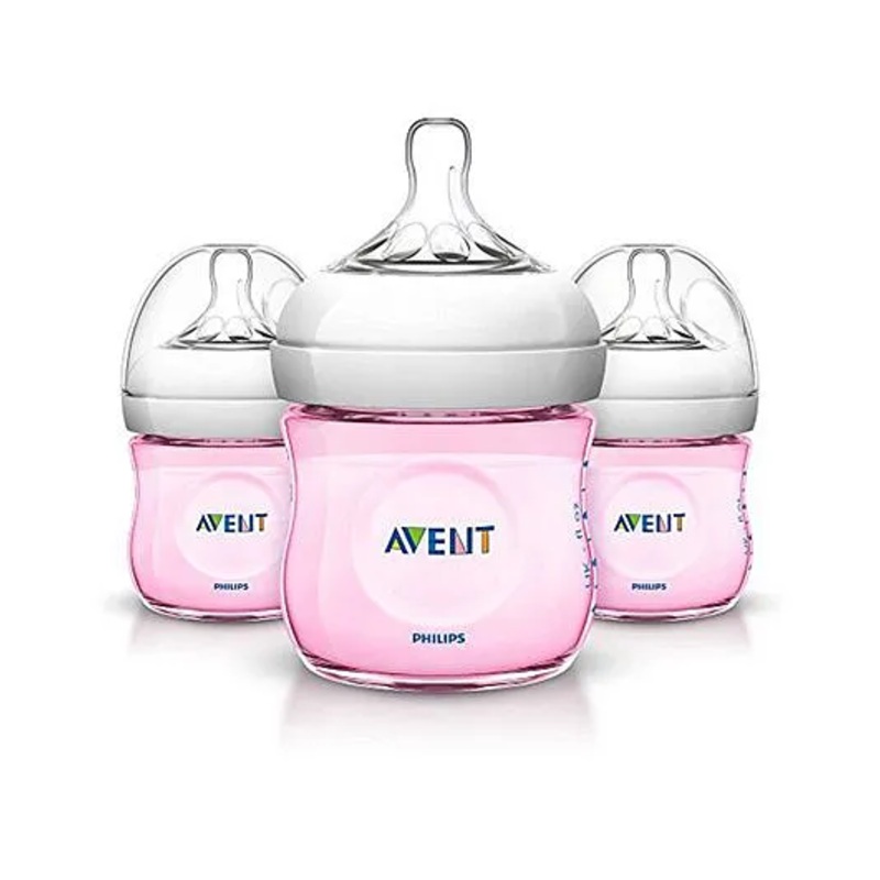 Philips Avent Natural Bottle Set Pack of 3 Pink – 120 ml