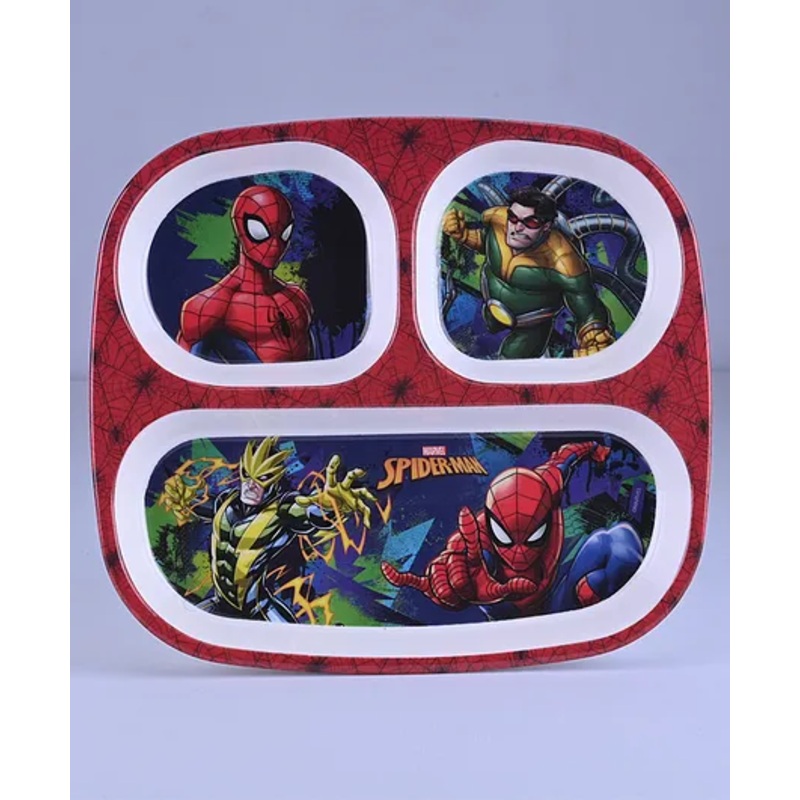 Servewell Rectangular 3 Partition Plate Spider-Man –  (Color and design may vary)