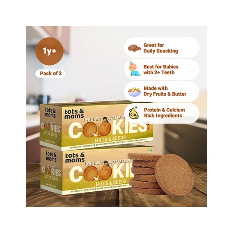 Tots & Moms Millet & Jaggery Cookies Nuts & Seeds – Pack of 2