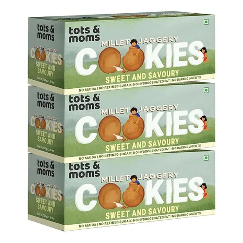 Tots & Moms Millet & Jaggery Cookies Sweet & Savory – Pack of 3