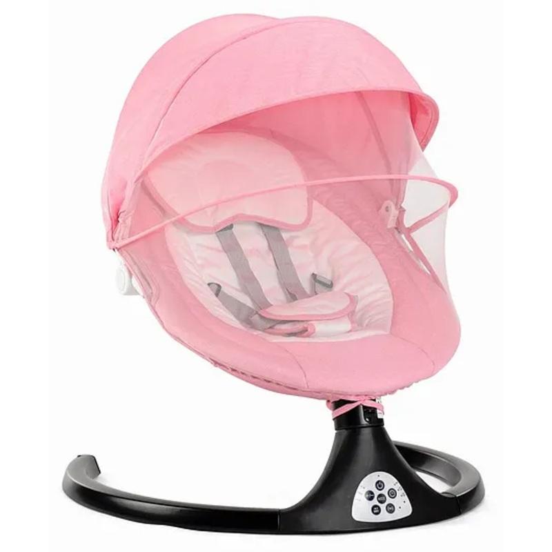 Automatic Electric Swing with Adjustable Swing Speed & Soothing Music with Mosquito Net & Safety Belt – Pink| 3 Preset Timer| Remote Control
