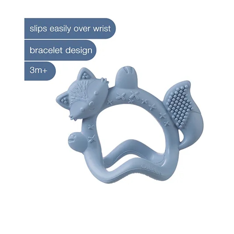 b.box Silicone Wrist Teether Fox – Soothing Relief for Teething Babies – Easy Grip & Safe Design – Lullaby Blue