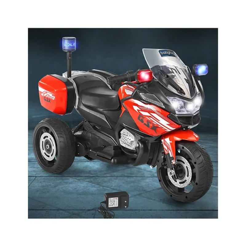Babyhug Battery Operated Three Wheel Ride on Bike  Red | With Music & Lights| Pre-loaded Music with USB & AUX| Easy to Assemble| Comfortable Seat| Easy to Operate| Rechargeable Battery