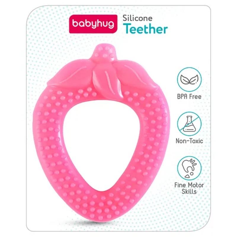 Babyhug Strawberry Shaped Silicone Teether – Pink