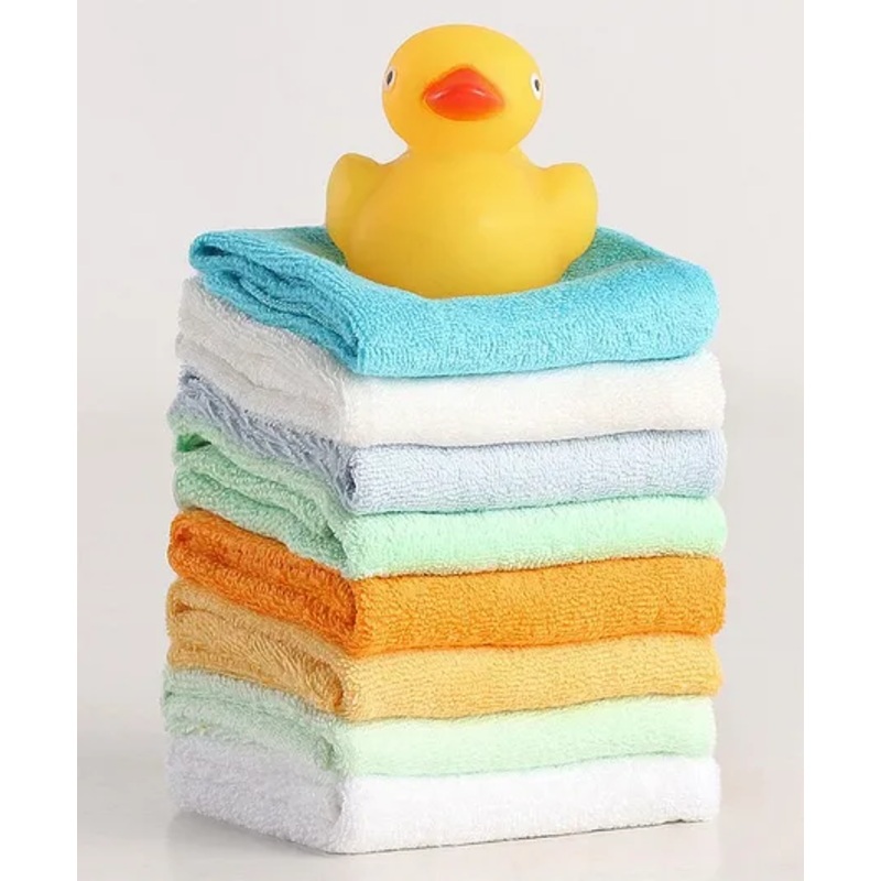 Ben Benny Cotton Solid Wash cloth With Bath Toy Pack of 8 – Multicolour