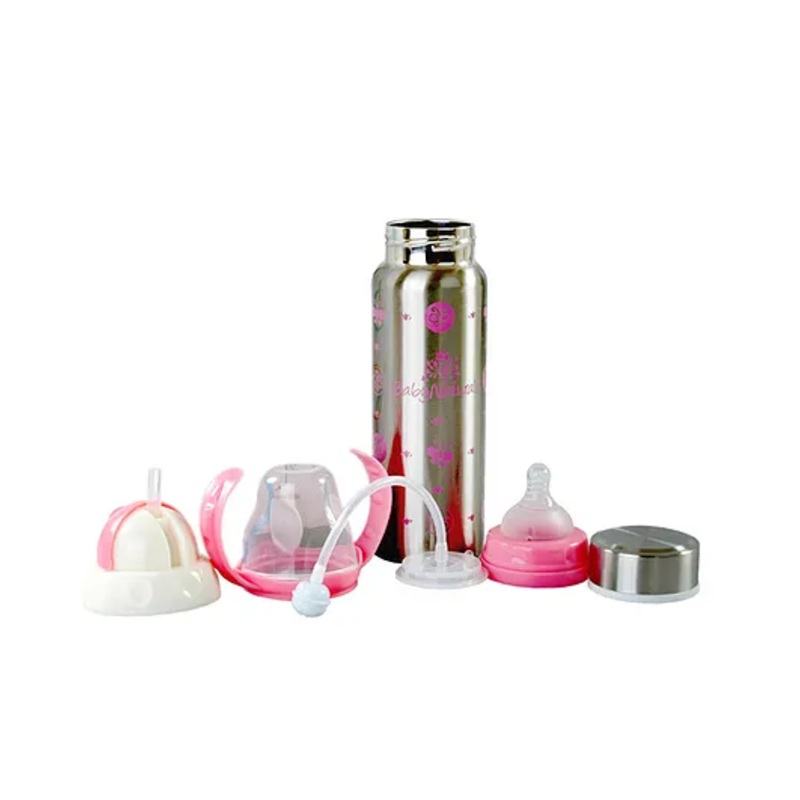 DOMENICO 3 in 1 ThermoSteel Multifunctional Baby Feeding Bottle Pink – 180 ml