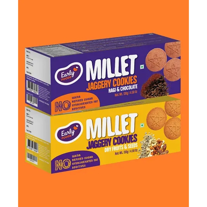 Early Foods Ragi Chocolate Jaggery Cookies Pack of 2 130g each