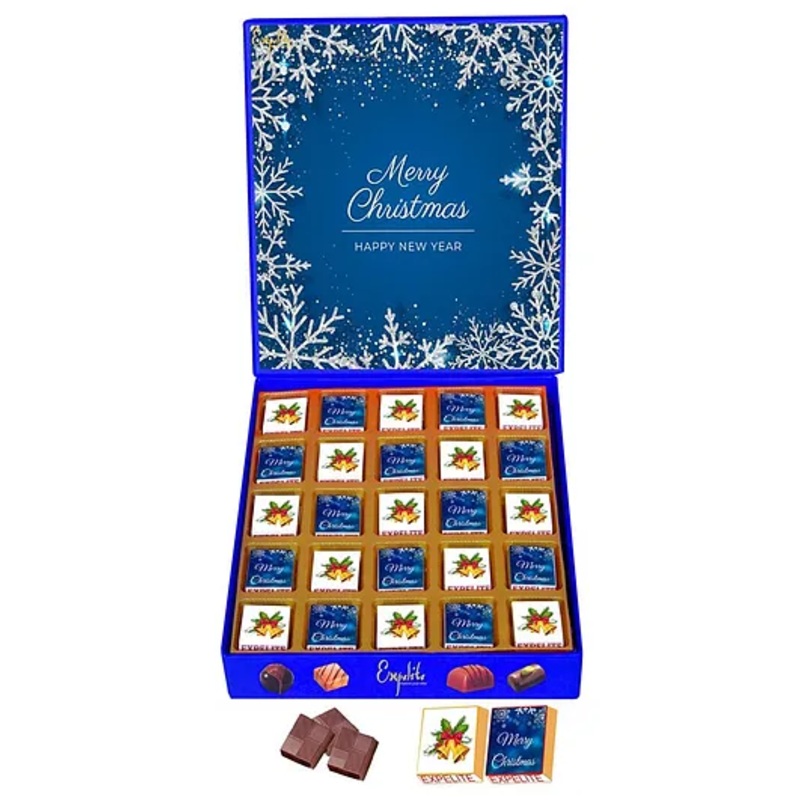 Expelite Merry Christmas and Happy New Year Chocolate Gift Box – 400 gm
