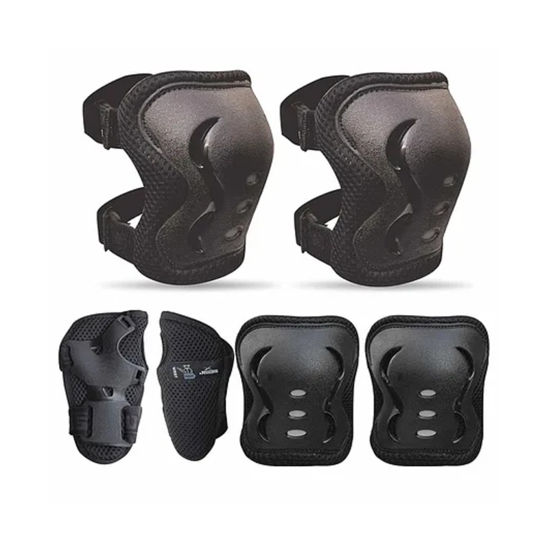 JASPO Secure Hybrid Knee Elbow & Wrist Guard Combo  Large- Black