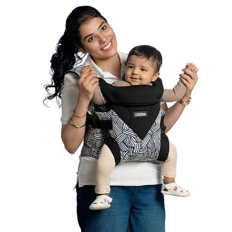 Littlebum Monochrome Shoulder Baby Carrier | Ergonomic, Adjustable & Durable, Lightweight, Breathable, Adjustable and perfect for front and back carrying | Ideal for outdoor use, with added pockets for convenience