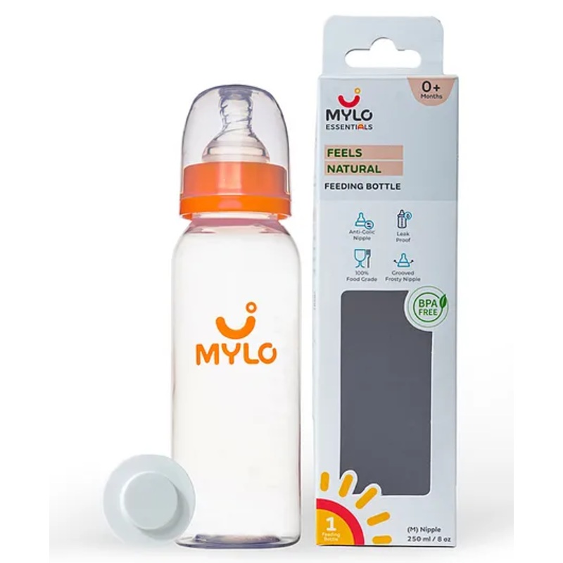 Mylo Baby Natural Feeding Bottle Slim Neck Orange – 250 ml