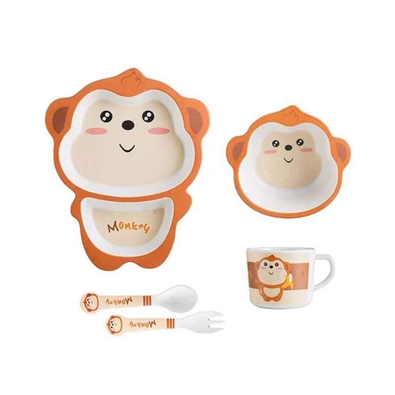 Sanjary Bamboo Tableware Monkey Shape Pack Of 5 – Beige