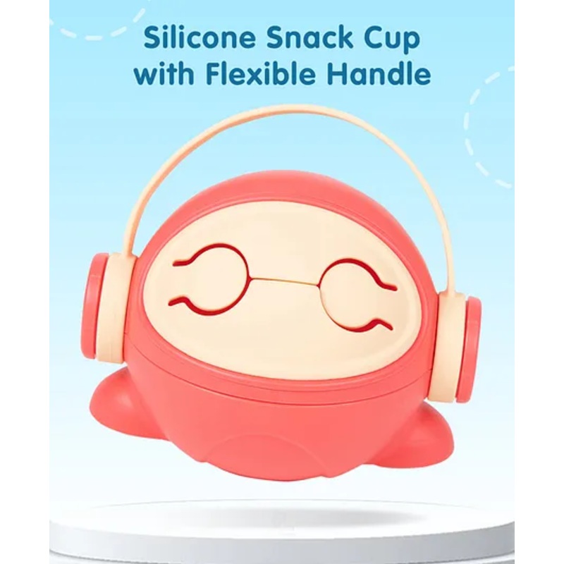 Silicone Snack Cup with Flexible Handle – Red