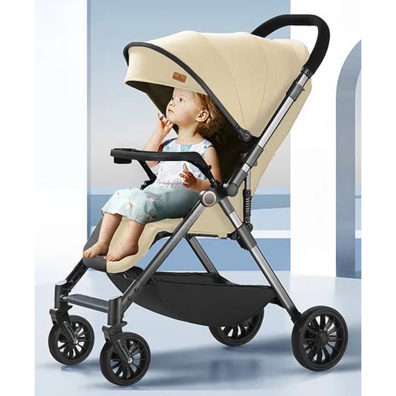 StarAndDaisy Stroller for Baby  Foldable Baby Stroller Light Weight with Multi-Level Seat Recline, 5 Point Safety Belt, Pram for Kids- Khaki