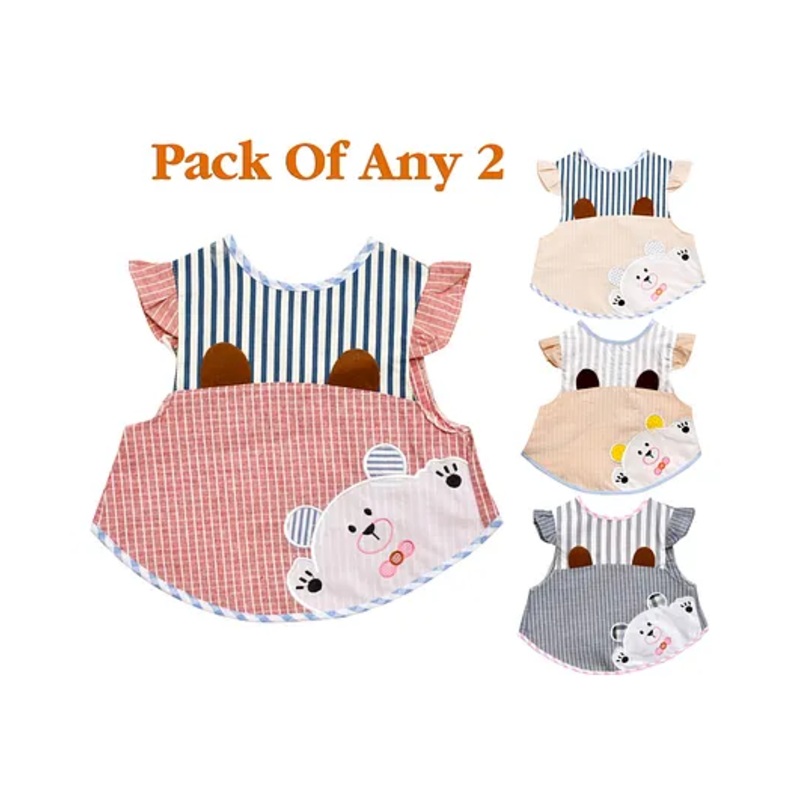 The Little Lookers Frock Shaped Printed Bibs Pack of 2 – Multicolor (Print May Vary)