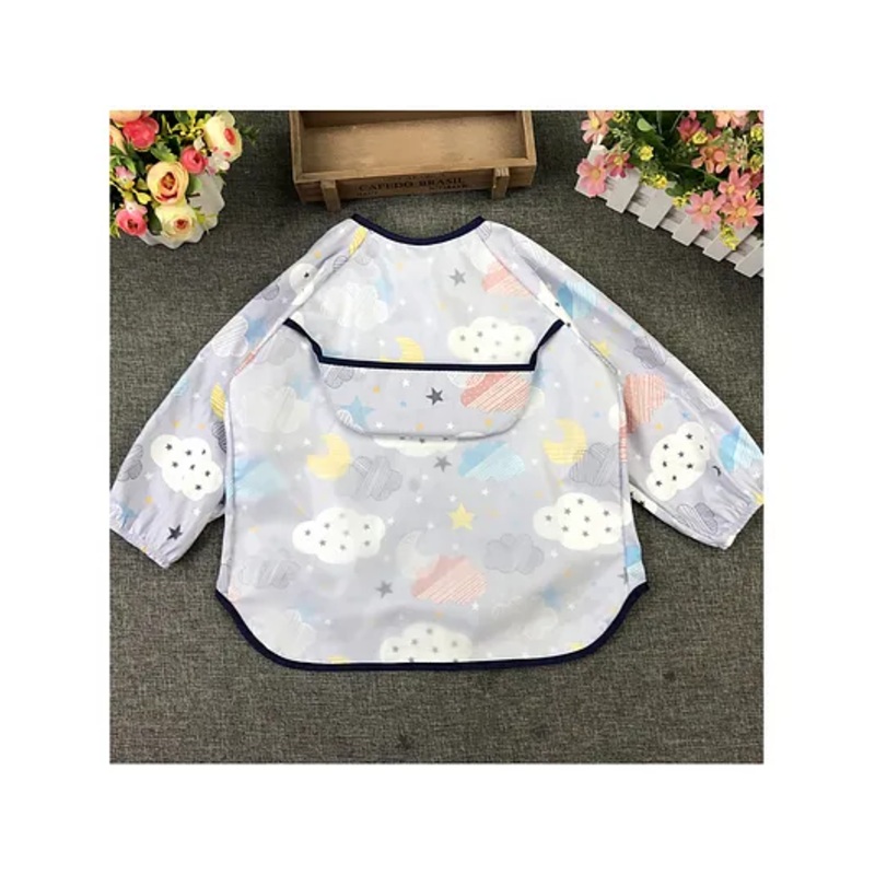 Thread Fairy Full Sleeves Washable Waterproof Baby Feeding Bibs Shirt with Pocket – Blue