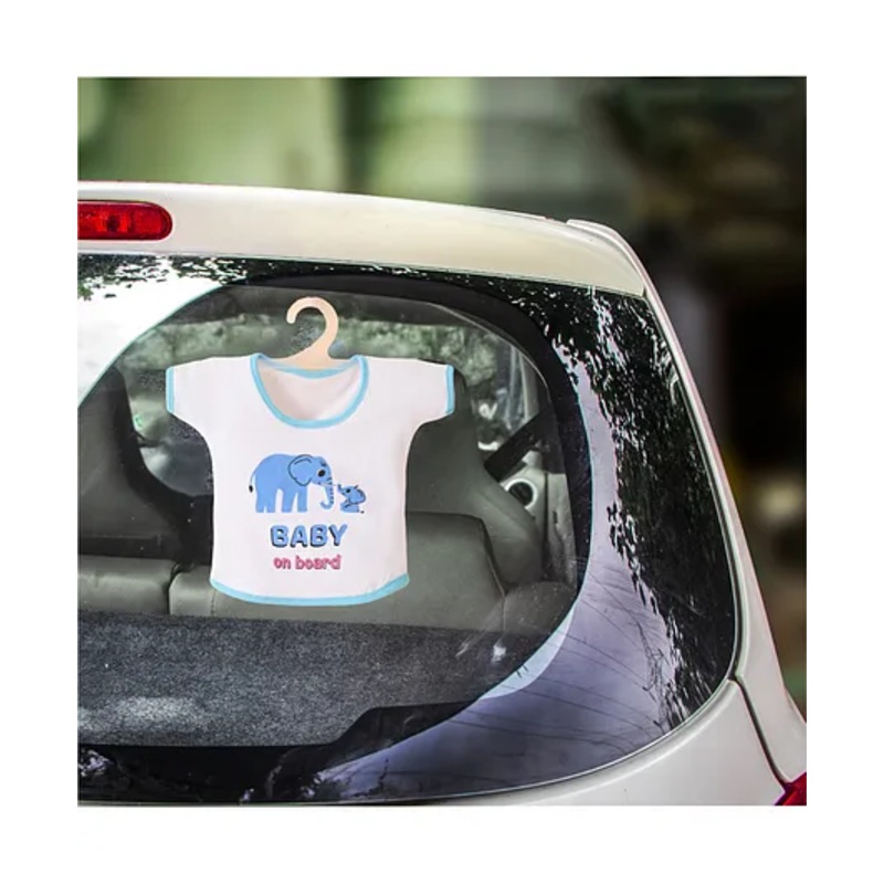 Baby on Board Car Decals Cloth Safety Sign Board with Hanger Car Warning Sign Vehicles Sticker  – Blue