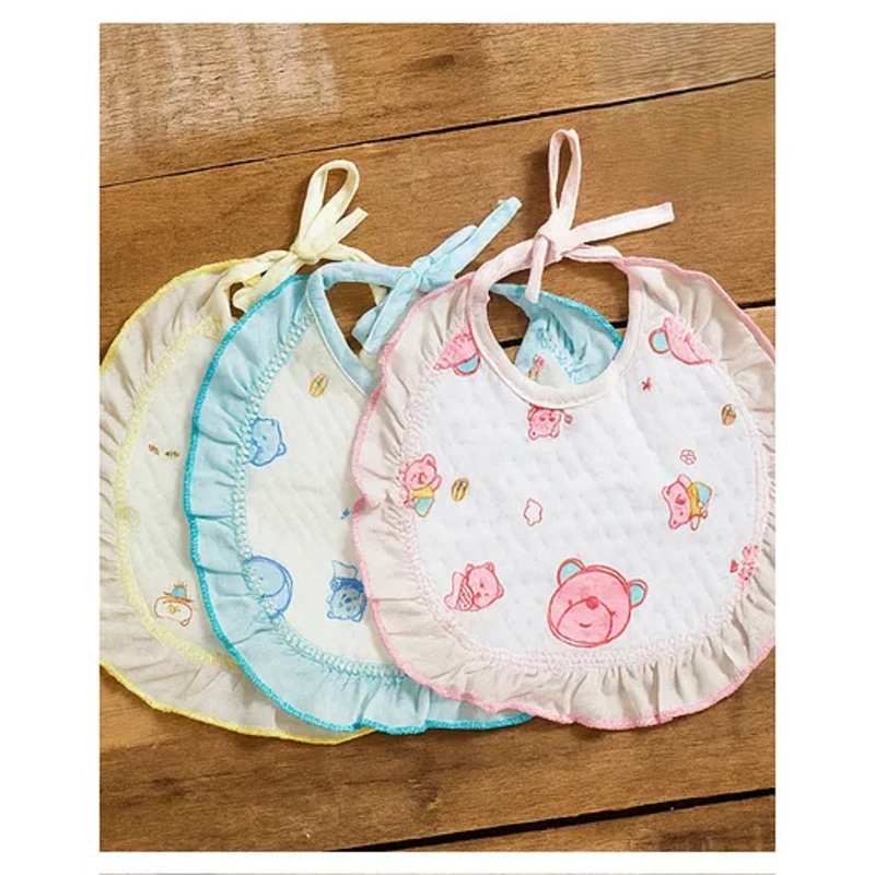 Badal Kidz Premium Imported Knot Frill Baby Bibs – Super Soft, Large Size, Cute Designs (Set of 3)