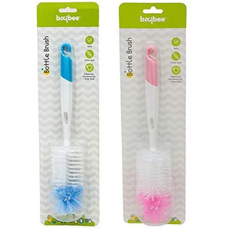 BAYBEE Baby Feeding Bottle and Nipple Cleaning Brush Set, Silicone Bottle Cleaning BPA Free Brush with Long Round Handle for Washing Breast Pumps, Breast Milk Storage Bag, Sippy Cups Sports Bottle, Vase, Glassware, Teat  Pack of 2