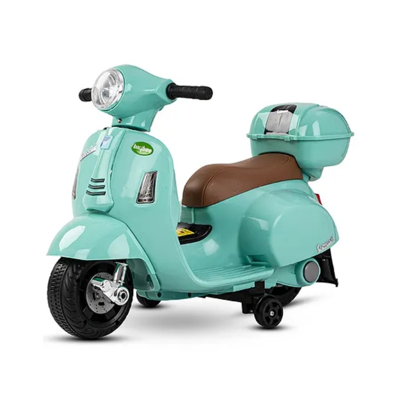 Baybee Mini Vespa Rechargeable Battery-Operated Kids Bike, Ride on Scooty with Foot Accelerator, Music & USB Port – Green