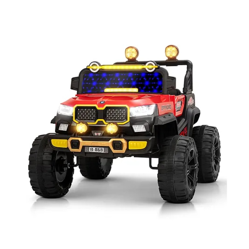 Baybee Rygon Battery Operated Jeep for Kids with RGB Windshield Light, USB, Bluetooth & Music | Baby Big Ride on Battery Car | Electric Jeep Car for Kids (Red)