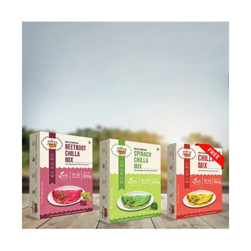 Burpease Combo of Spinach, beetroot Instant Chilla & Plain Chilla Mix – 900 g