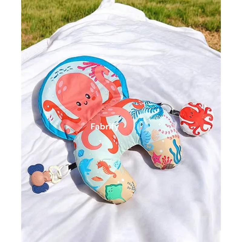 Fabrify Tummy Time Pillow with Crinkle Mat & Teethers, High Contrast Baby Toys, Montessori Sensory Crawling Toy for Infant Newborn Toddler Tummy Time (Octopus)