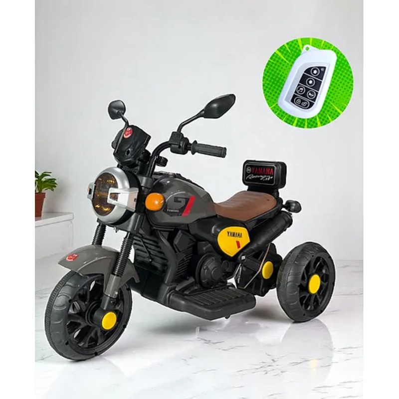 JN Creations 6V Battery Operated Ride On Yamaha RX-100 Bike for Kids with Foot Accelerator & Brake With Remote Control (GREY)